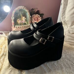 Black Platform Mary Jane Shoes